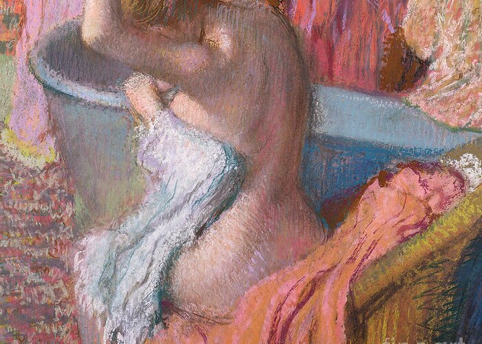 Degas Greeting Card featuring the pastel Bather, 1899 by Degas by Edgar Degas