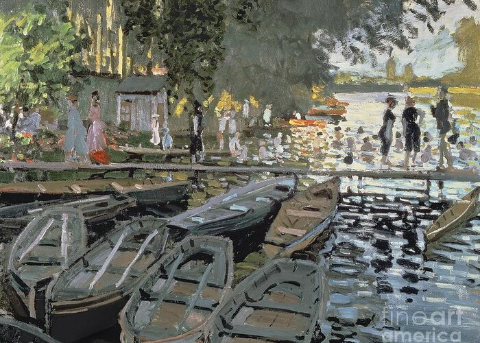 Monet Greeting Card featuring the painting Bathers at La Grenouillere by Monet by Claude Monet