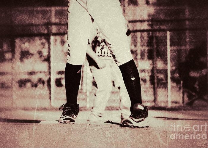 Pitcher With Holes In His Socks Greeting Card featuring the photograph Battle on the Mound by Leah McPhail