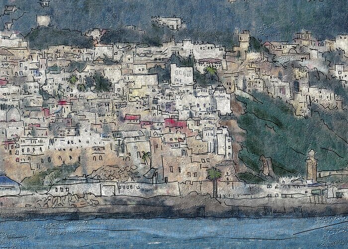 Bay Greeting Card featuring the painting Bay of Tangier by Thomas Tribby