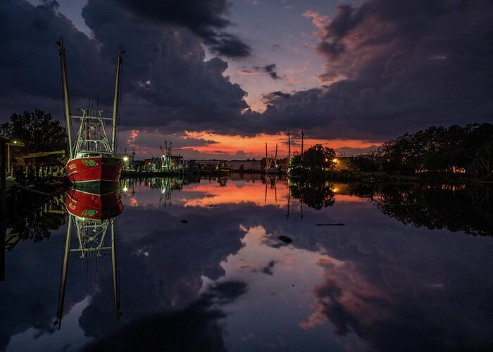 Bayou Greeting Card featuring the photograph Bayou Dusk and Reflection by Brad Boland