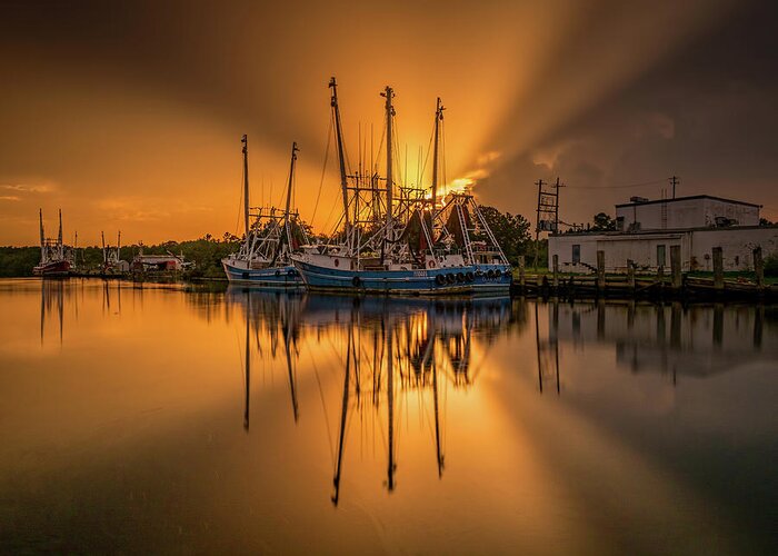 Sunset Greeting Card featuring the photograph Bayou Sunset Glory by Brad Boland