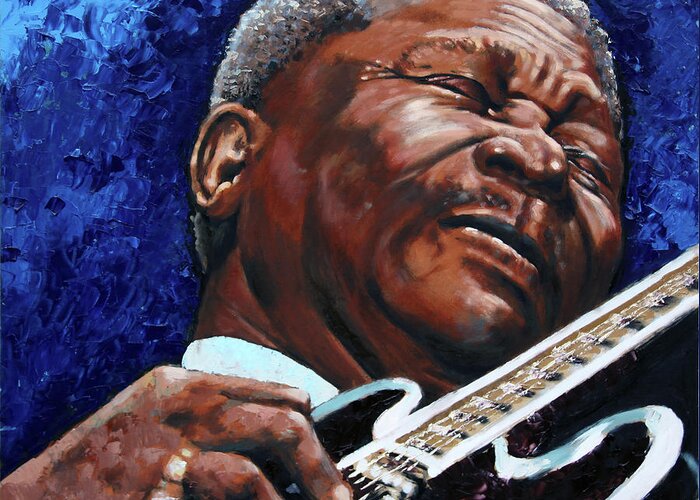 Bb King Greeting Card featuring the painting BB King by John Lautermilch