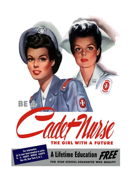 Nursing Greeting Card featuring the painting Be A Cadet Nurse by War Is Hell Store