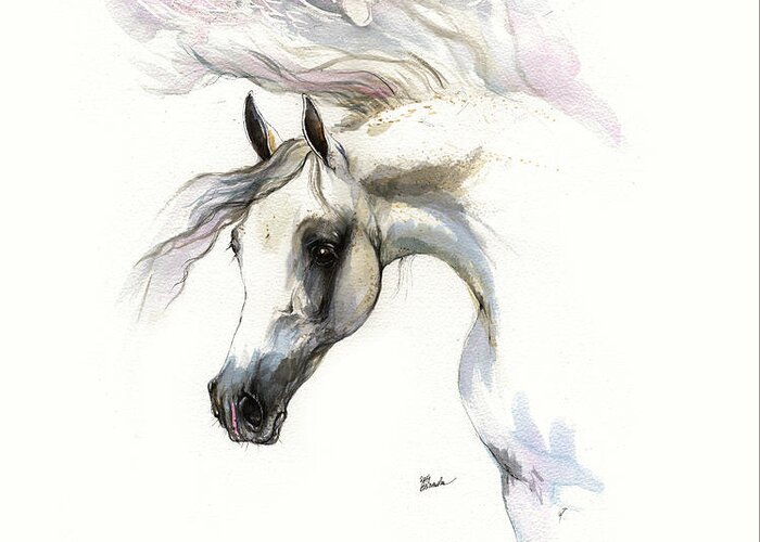 Horse Greeting Card featuring the painting Be my guardian angel #1 by Ang El