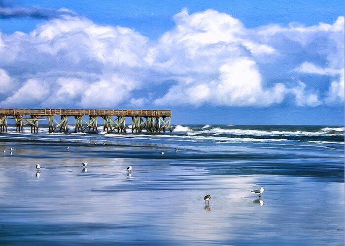 Isle Of Palms Greeting Card featuring the painting Beach at Isle of Palms by Dominic Piperata