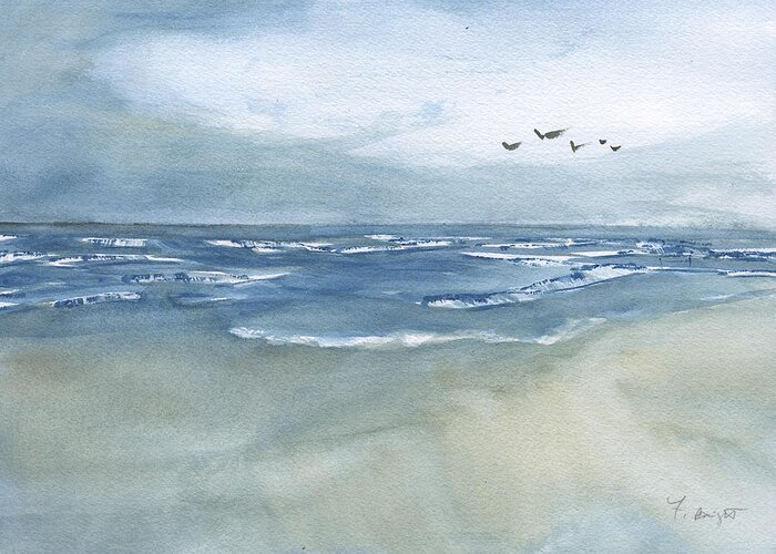 Beach Blue Greeting Card featuring the painting Beach Blue by Frank Bright