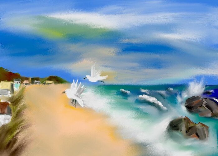 Ipad Painting Greeting Card featuring the digital art Beach Energy by Frank Bright