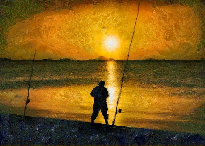 Fishing Greeting Card featuring the photograph Beach Fishing by Scott Carruthers