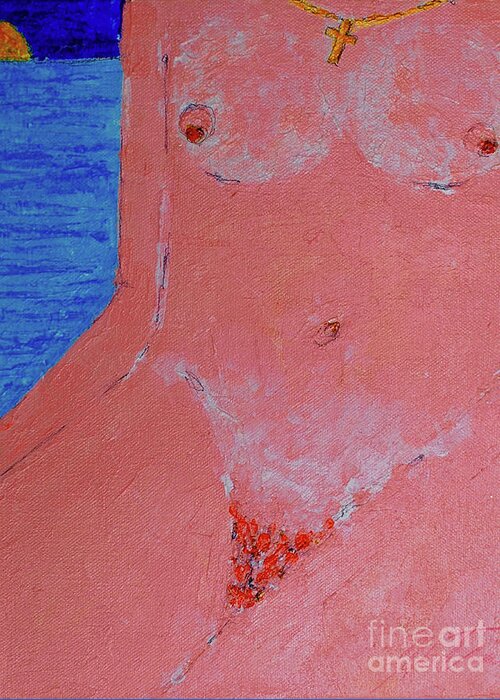 Figurative Greeting Card featuring the painting Beach Girl by Art Mantia