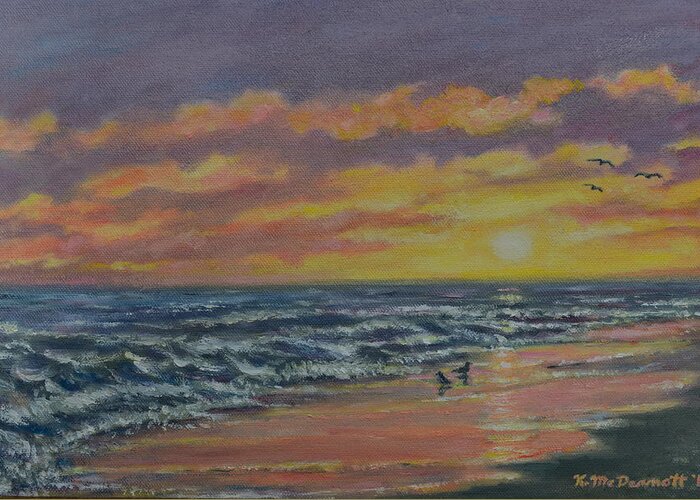 Beach Greeting Card featuring the painting Beach Glow by Kathleen McDermott