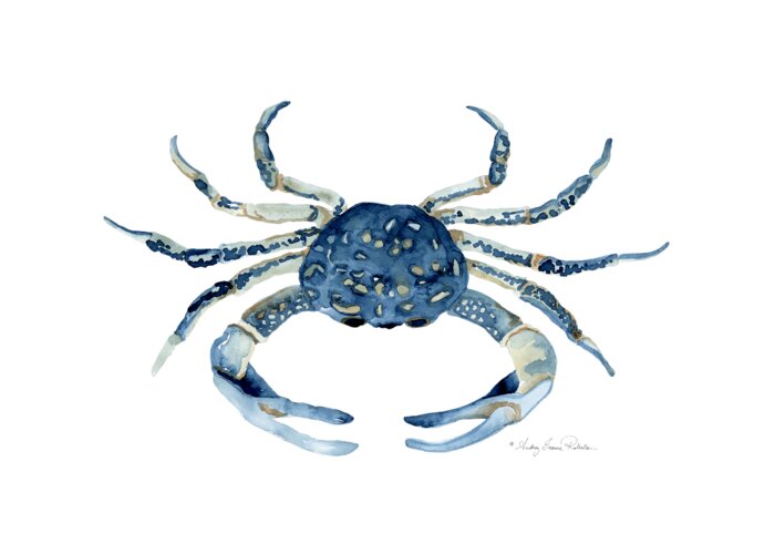 Sea Life Greeting Card featuring the painting Beach House Sea Life Blue Crab by Audrey Jeanne Roberts