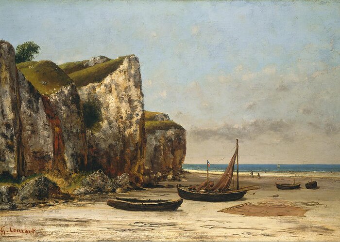 Gustave Courbet Greeting Card featuring the painting Beach in Normandy by Gustave Courbet