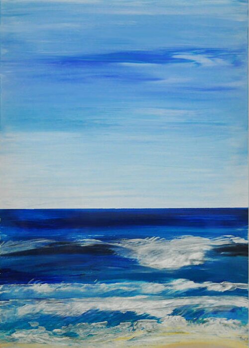 Beach Greeting Card featuring the painting Beach Ocean Sky by Shelley Myers
