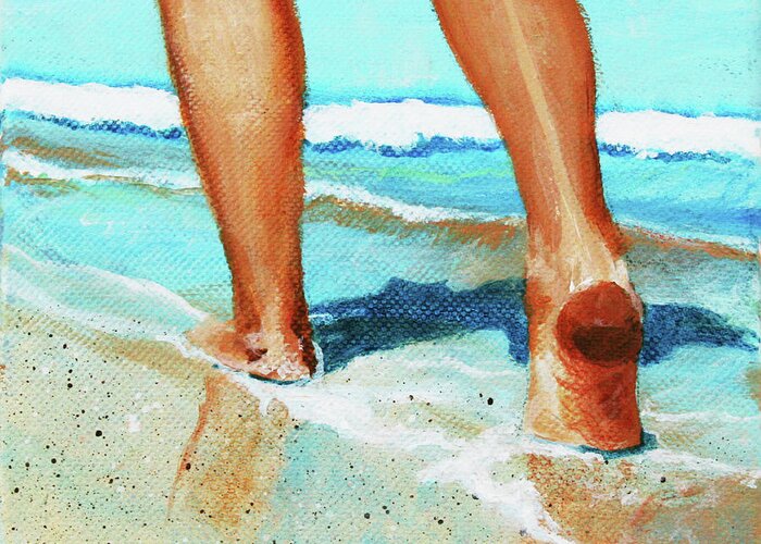 Beach Greeting Card featuring the painting Beach Walk by Donna Tucker