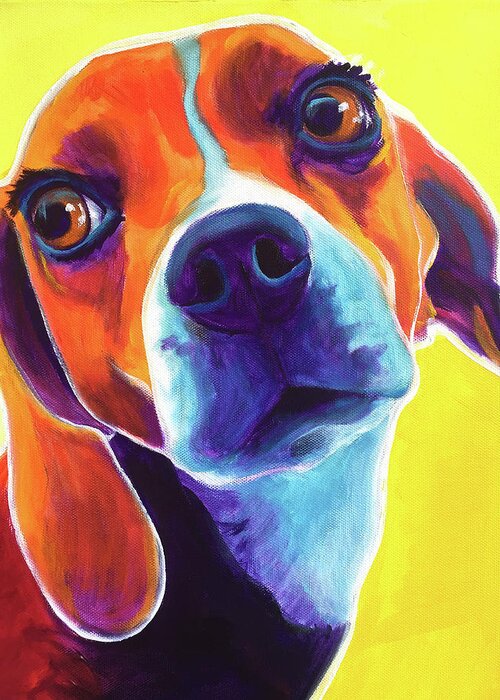 Beagle Greeting Card featuring the painting Beagle - Marcie by Dawg Painter