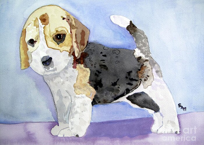 Beagle Greeting Card featuring the painting Beagle Pup by Sandy McIntire