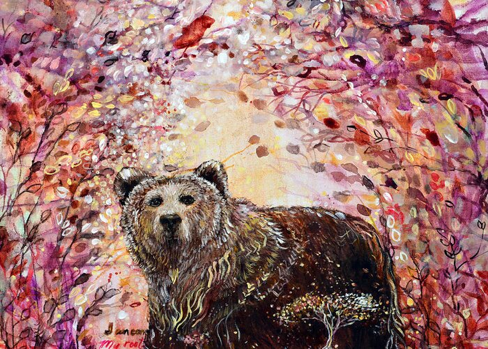 Bear Greeting Card featuring the painting Bear with a Heart of Gold by Ashleigh Dyan Bayer