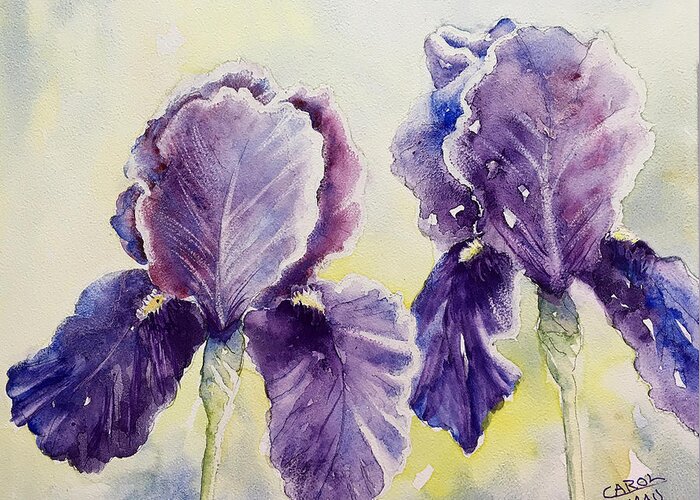 Flower Greeting Card featuring the painting Bearded Iris by Art by Carol May