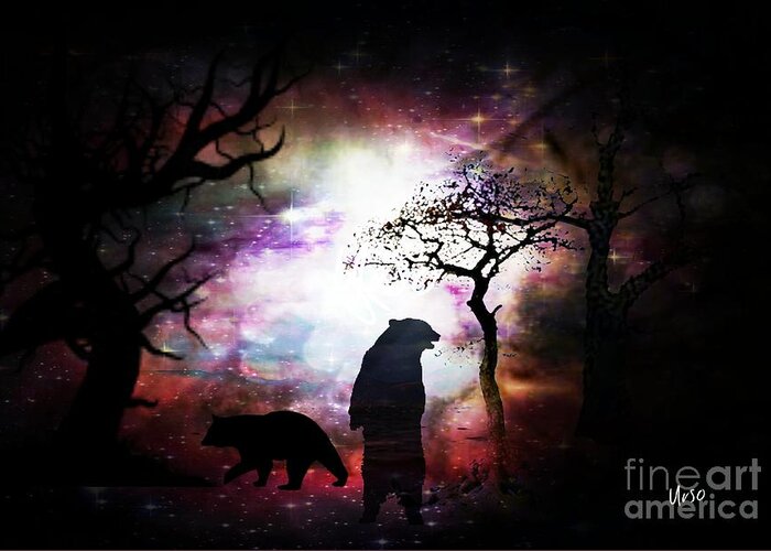 Bears Night Out Greeting Card featuring the digital art Bears Night Out by Maria Urso