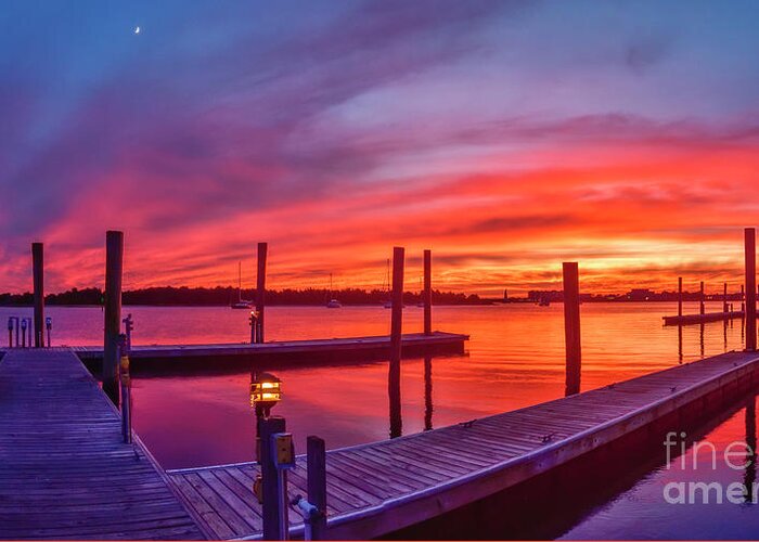 Sunset Greeting Card featuring the photograph Beaufort Fire by DJA Images