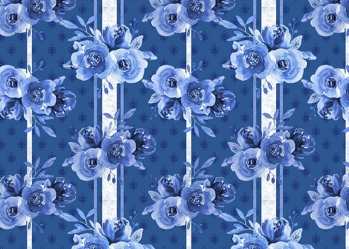 Blue Greeting Card featuring the digital art Beautiful Blue Floral F by Jean Plout