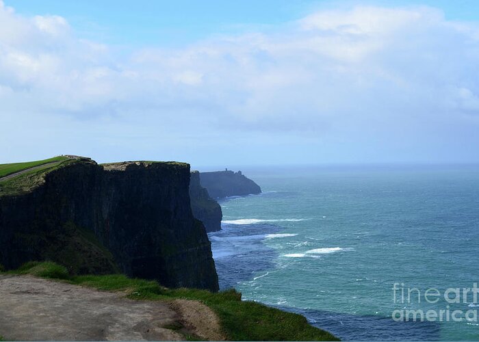 Cliffs-of-moher Greeting Card featuring the photograph Beautiful Day at the Cliff's of Moher in Ireland by DejaVu Designs