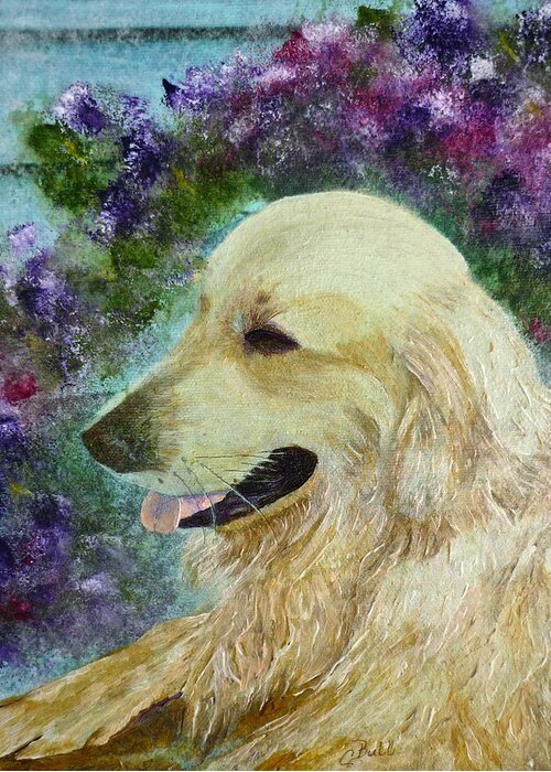 Golden Retriever Greeting Card featuring the painting Beautiful Golden by Claire Bull
