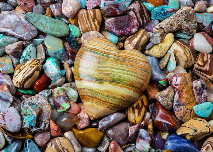 Stone Greeting Card featuring the photograph Beautiful Polished Colorful Stones by Garry Gay