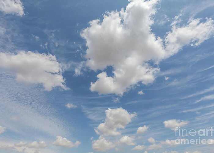 Clouds Greeting Card featuring the photograph Beautiful white clouds and blue sky 96 by Simon Bratt