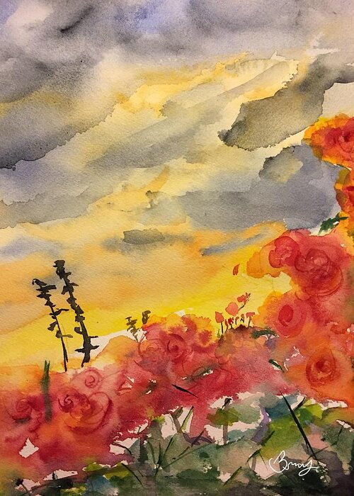 Watercolor Greeting Card featuring the painting Beauty In The Storm by Bonny Butler