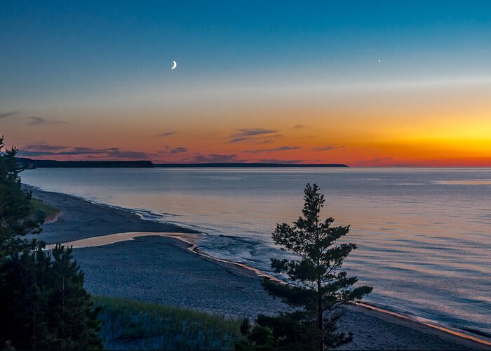 pictured Rocks National Lakeshore lake Superior beaver Creek Greeting Card featuring the photograph Beaver Creek Sunset by Gary McCormick