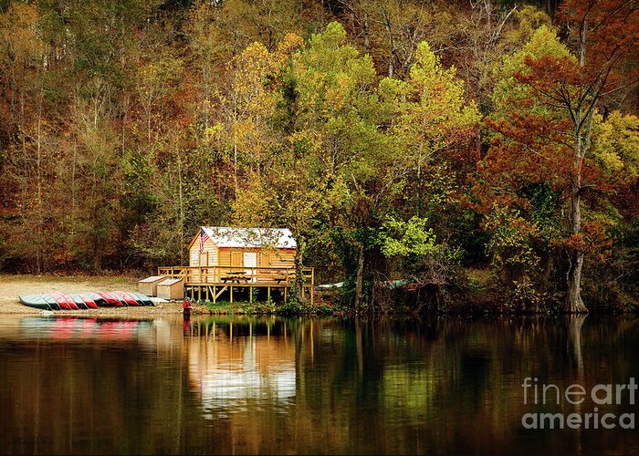 Landscape Greeting Card featuring the photograph Beaver's Bend Canoe Hut by Tamyra Ayles