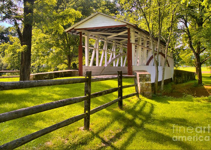 Dr Knisley Coverd Bridge Greeting Card featuring the photograph Bedford County Dr. Knisley Covered Bridge by Adam Jewell