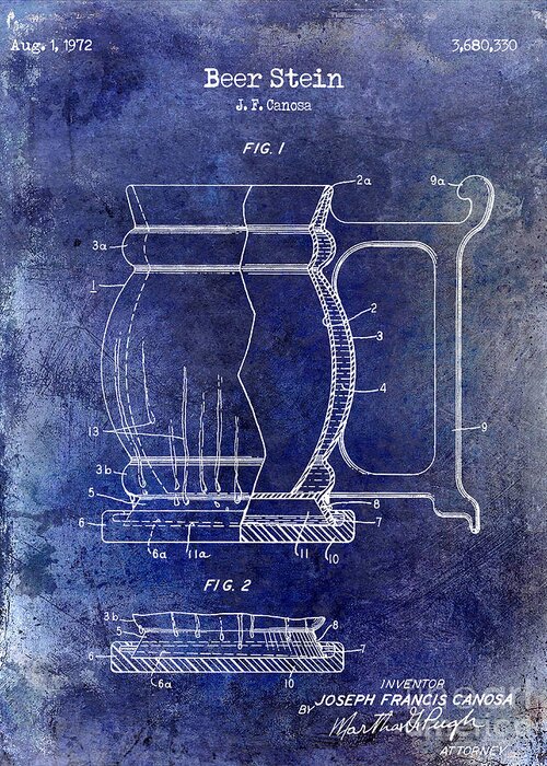 Beer Greeting Card featuring the photograph Beer Stein Patent Blue by Jon Neidert