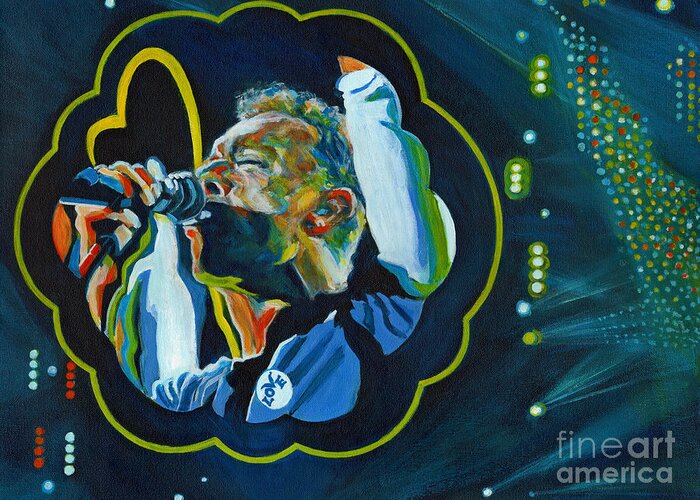 Acrylic Painting Greeting Card featuring the painting Believe In Love - Chris Martin by Tanya Filichkin