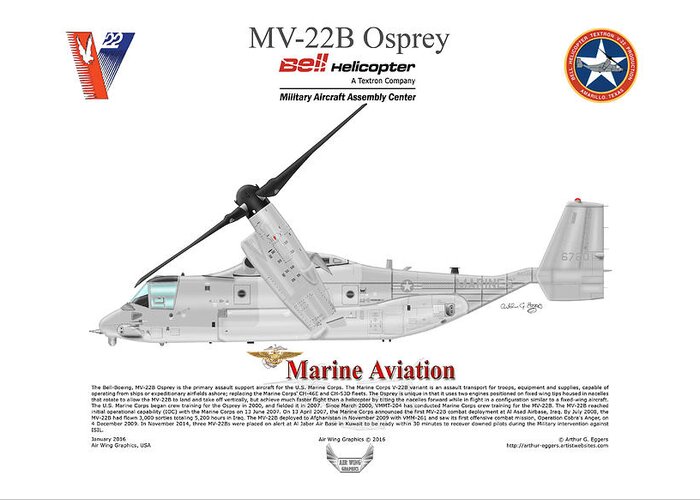 Bell Boeing Greeting Card featuring the digital art Bell Boeing MV-22B Osprey 166720 by Arthur Eggers