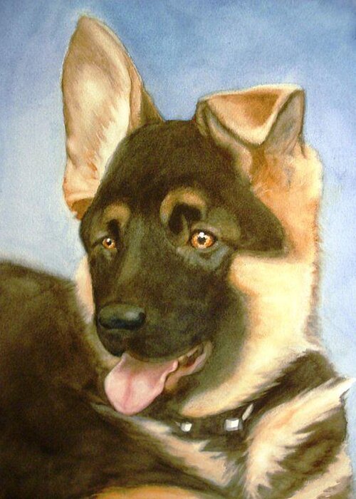 German Shepherd Puppy Greeting Card featuring the painting Bella by Marilyn Jacobson