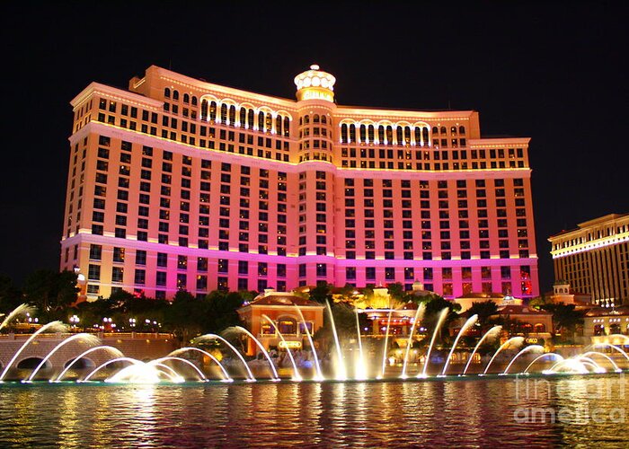 Bellagio Greeting Card featuring the photograph Bellagio At Night by Barbara Teller