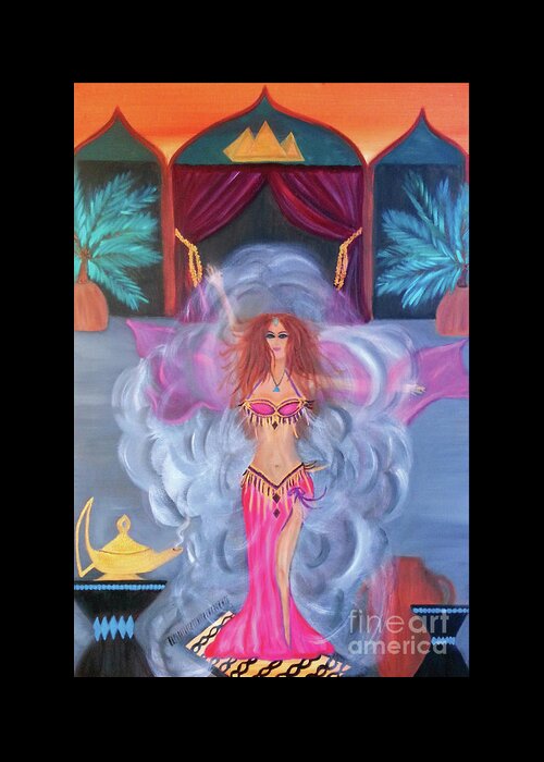 Belly Dance Greeting Card featuring the painting Belly Dance Genie by Artist Linda Marie