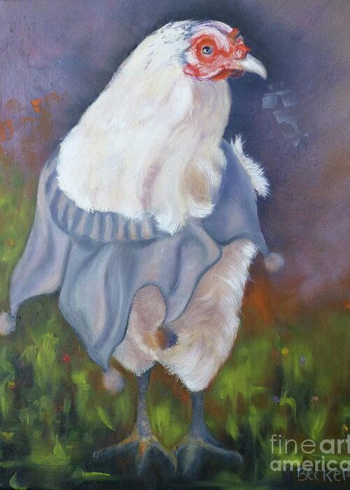 Chicken Greeting Card featuring the painting Beloved Chicken by Susan A Becker