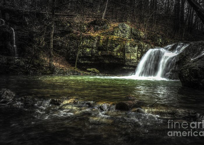 Rocks Greeting Card featuring the photograph Below the Falls by Cynthia Broomfield