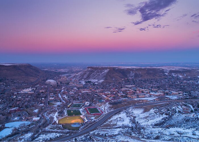 Sky Greeting Card featuring the photograph Belt of Venus over Golden Colorado by Darren White