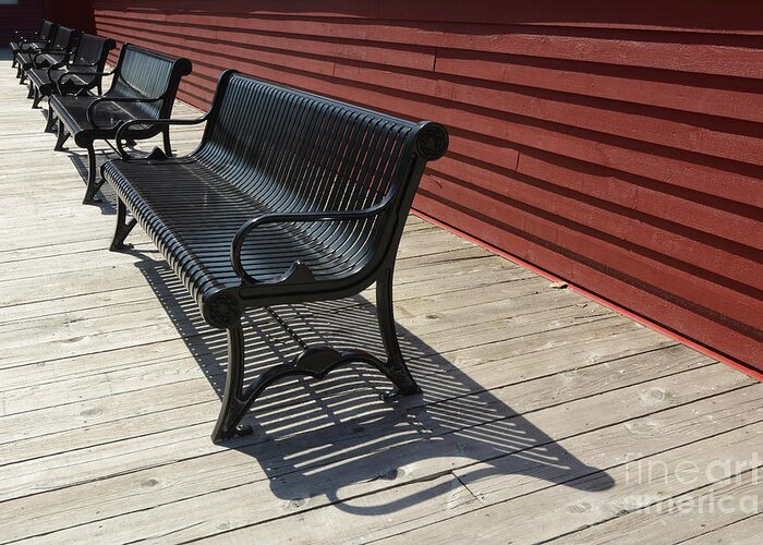 Bench Greeting Card featuring the photograph Bench Lines and Shadows 0841 by Steve Somerville
