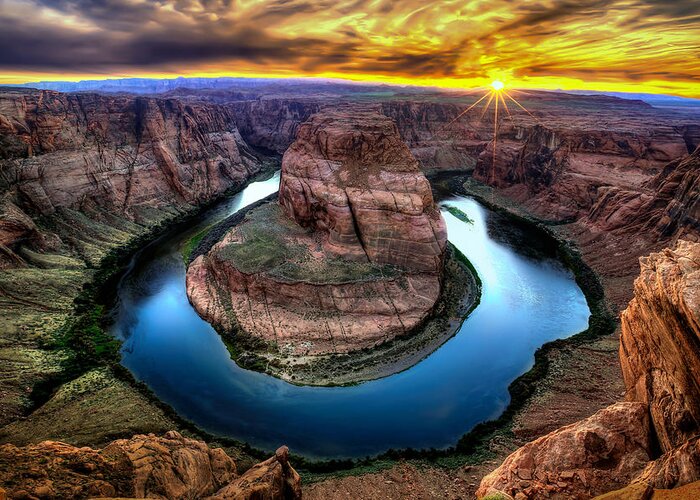 Horseshoe Bend Greeting Card featuring the photograph Bending Colors by Ryan Smith