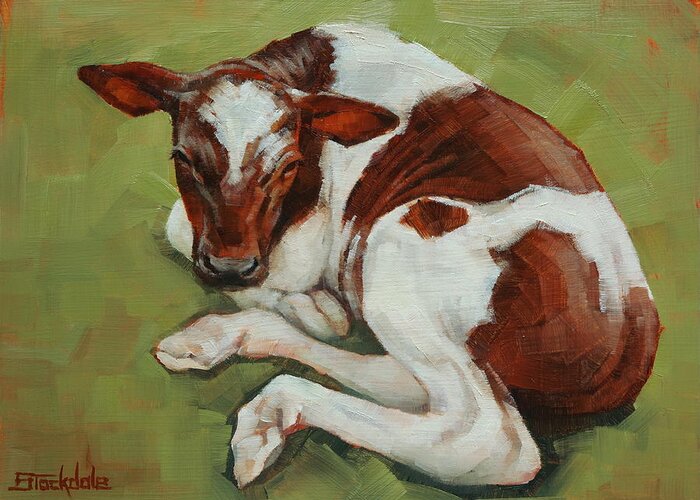 Calf Greeting Card featuring the painting Bendy New Calf by Margaret Stockdale
