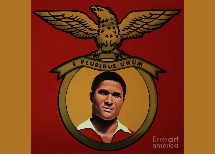 Eusebio Greeting Card featuring the painting Benfica Lisbon Painting by Paul Meijering