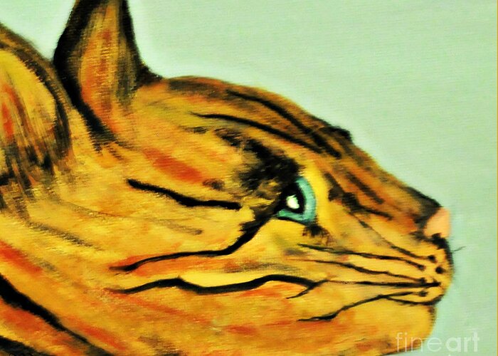 Bengal Cat Greeting Card featuring the painting Bengal Kitty by Mindy Bench