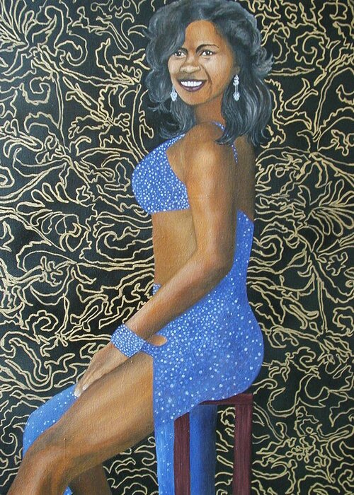 Portrait Greeting Card featuring the painting Benita as a Dancing Star by Angelo Thomas