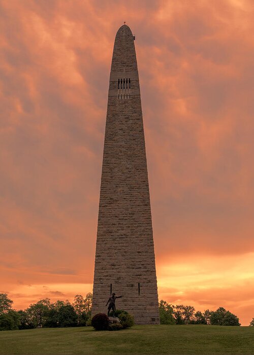 Bennington Greeting Card featuring the photograph Bennington Battle Monument Sunset by Stephen Stookey